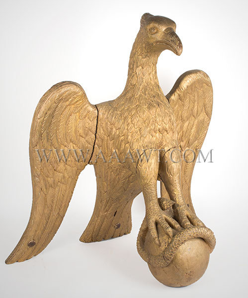 Antique Carved Eagle, Pilot House, American, Circa 1830 to 1850, left angle view